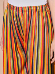 Striped Rainbow Palazzo Pant for Women-3080