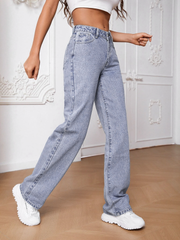 Denim Straight Wide Leg Women Jeans-3208
