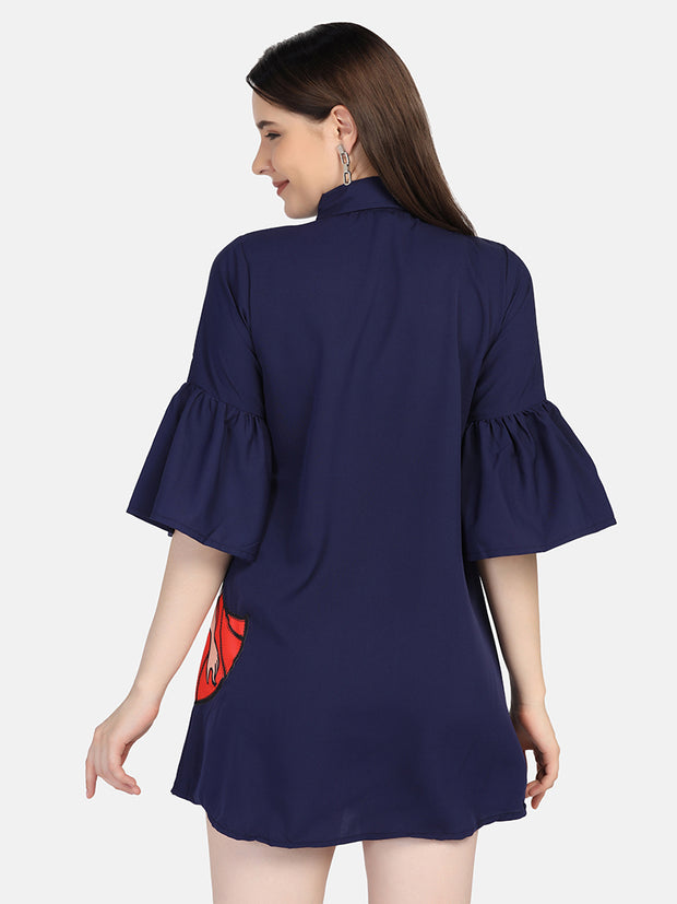 Crepe Printed Women Long Shirt-2958-2963