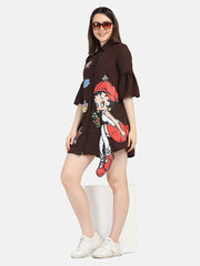 Crepe Printed Women Long Shirt-2959-2963