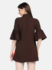 Crepe Printed Women Long Shirt-2962-2963