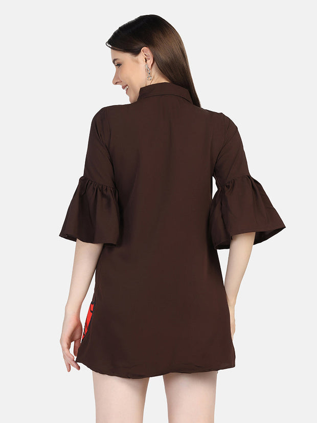Crepe Printed Women Long Shirt-2961-2963
