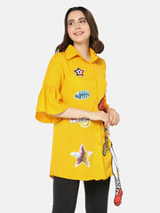 Crepe Printed Women Long Shirt-2958B-2963B
