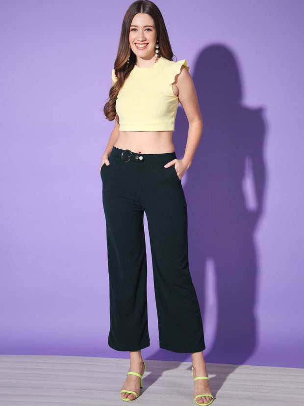 Solid Lycra Women Trouser Pant-3146