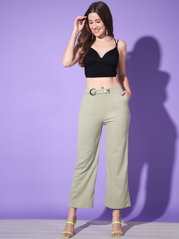 Solid Lycra Women Trouser Pant-3144