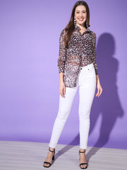 Leopard Print Comfort Fit Women Casual Shirt-3189-3189