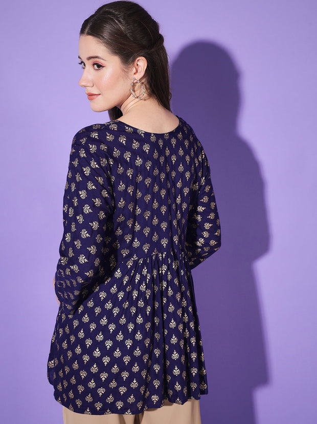 Cotton Block Print Short Women Jaipuri Kurti Top-3182