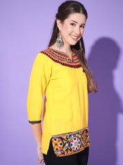 Rayon Embroidered Women Short Jaipuri Kurti Top-3149