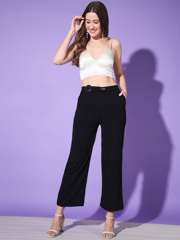 Solid Lycra Women Trouser Pant-3144