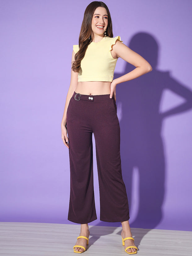 Solid Lycra Women Trouser Pant-3142