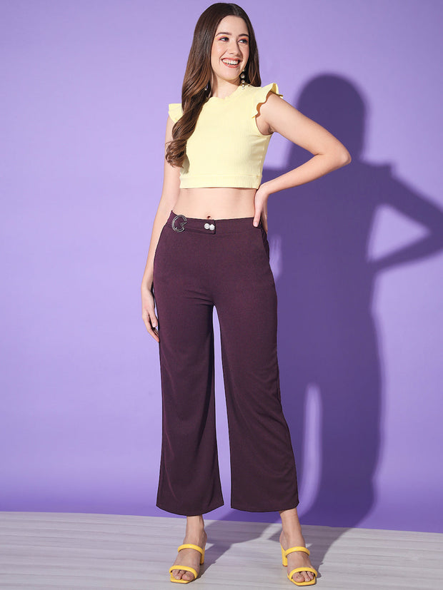 Solid Lycra Women Trouser Pant-3143