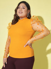 Polka Dot Plus Size Women Net Top-2447PLUS-2605PLUS