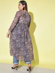 Leopard Print Plus Size Women Long Shrug-2855PLUS-2855PLUS