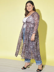 Leopard Print Plus Size Women Long Shrug-2852PLUS-2855PLUS