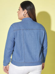 Solid Plus Size Women Denim Jacket-2612PLUS-2612PLUS