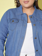 Solid Plus Size Women Denim Jacket-2612PLUS-2612PLUS