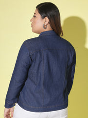 Solid Plus Size Women Denim Jacket-2612PLUS-2612PLUS