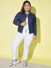 Solid Plus Size Women Denim Jacket-2612PLUS-2612PLUS