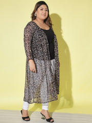 Leopard Print Plus Size Women Long Shrug-2852PLUS-2855PLUS