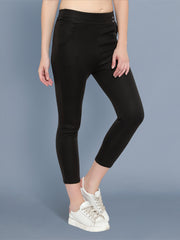 Cotton Lycra Black Skinny Womens Trouser Pant-2576