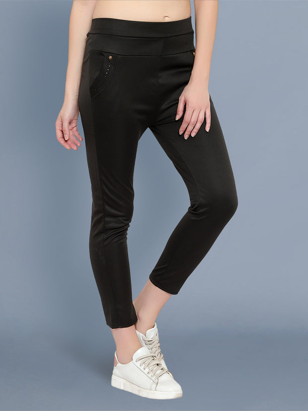 Cotton Lycra Black Skinny Womens Trouser Pant-2583