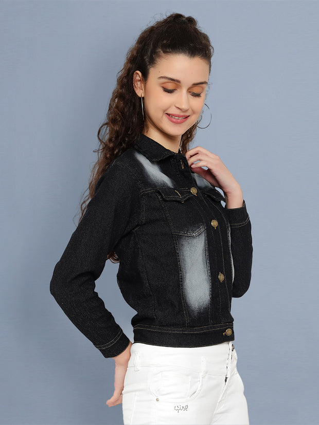 Black denim jacket for girls