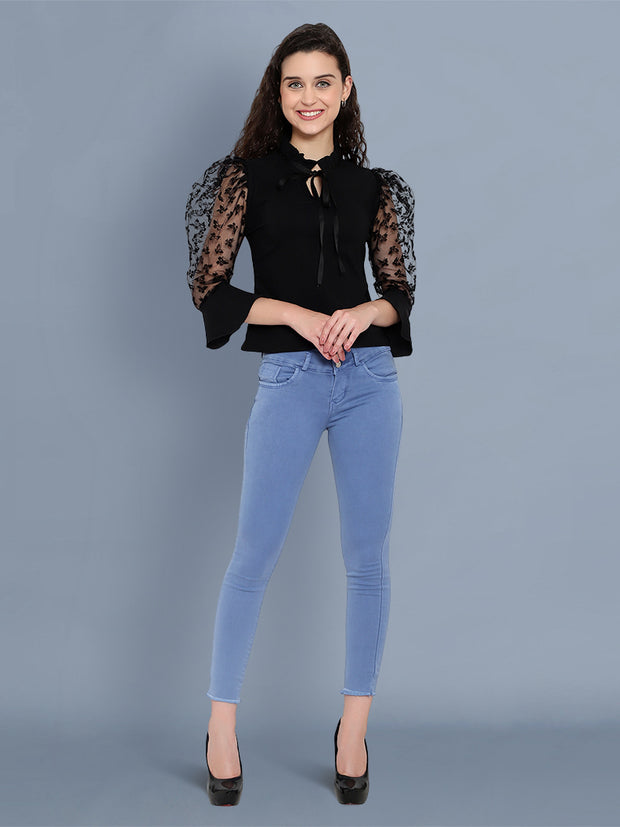 Butterfly sleeves women.s net top