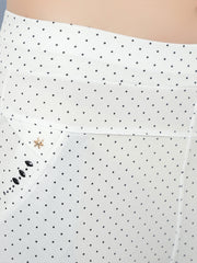 Cotton Lycra White Polka Dot Womens Trouser Pant-2567