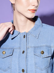 Solid Full Sleeve Women Denim Shirt-2612D-2612D