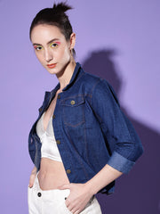 Solid Full Sleeve Women Denim Shirt-2612D-2612D