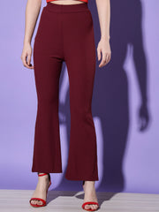 Solid Ribbed Women Trouser Pant-2975-2975