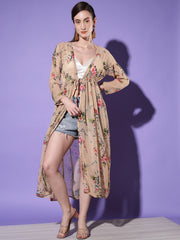 Georgette Floral Print Women Long Shrug-2980-2980