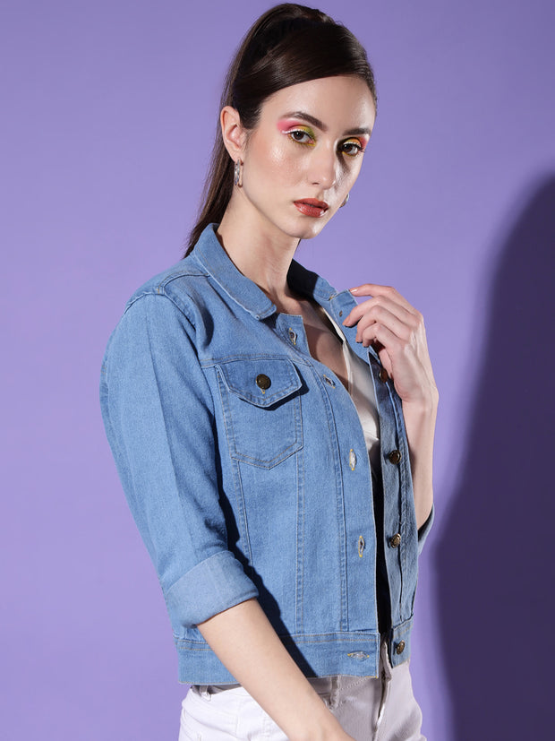 Solid Women Denim Jacket-2611C-2612C