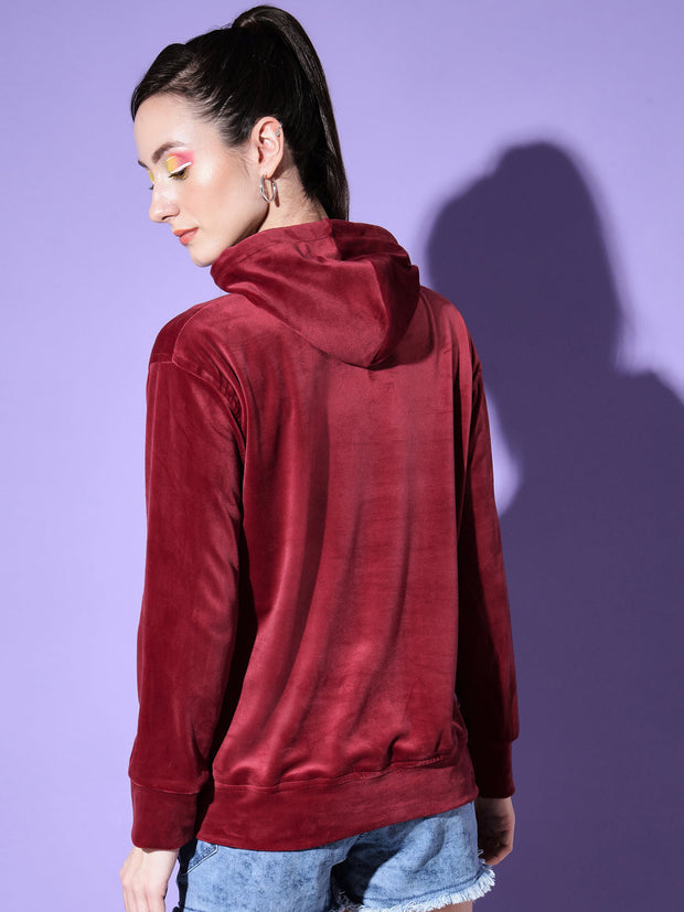 Velvet Solid Women Sweatshirt Hoodie-2996-2998