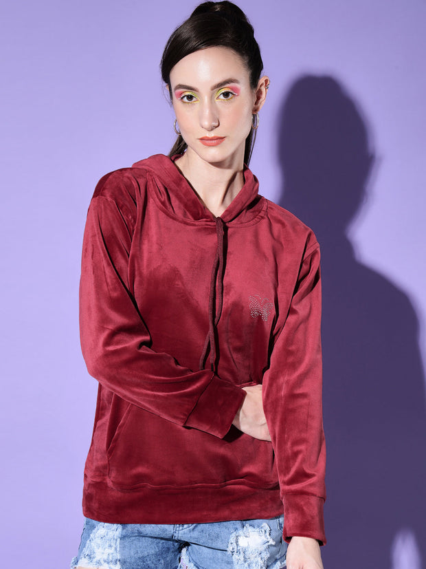 Velvet Solid Women Sweatshirt Hoodie-2993-2998