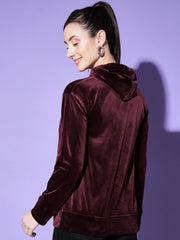 Velvet Solid Women Sweatshirt Hoodie-2997-2998