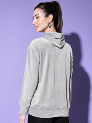 Velvet Solid Women Sweatshirt Hoodie-2998-2998