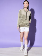 Velvet Solid Women Sweatshirt Hoodie-2997-2998