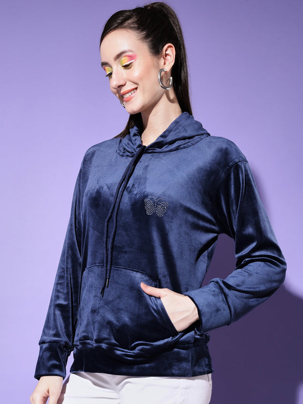 Velvet Solid Women Sweatshirt Hoodie-2996-2998