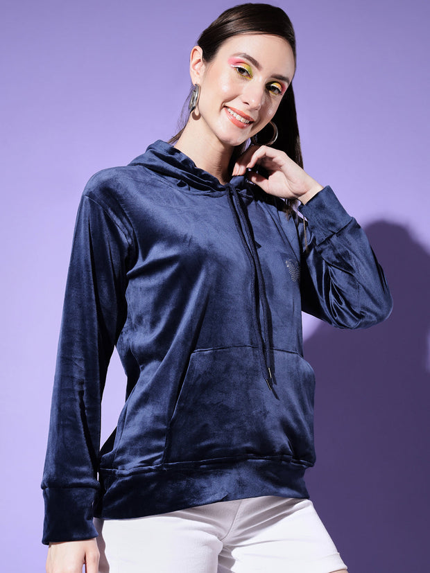 Velvet Solid Women Sweatshirt Hoodie-2996-2998