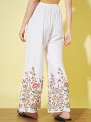 Floral Bird Print Rayon Women Palazzo Pant-3060-3063