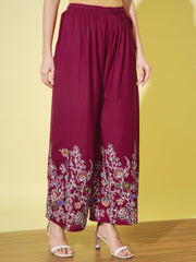 Floral Bird Print Rayon Women Palazzo Pant-3061-3063