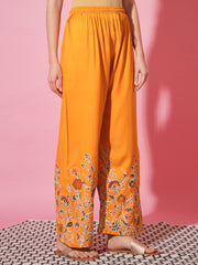 Floral Bird Print Rayon Women Palazzo Pant-3060-3063