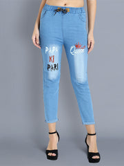 Light Blue Papa Ki Pari Skinny Fit Denim Jogger Jeans-2360