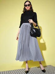 Crepe Pleated Women Skirt-3001-3006