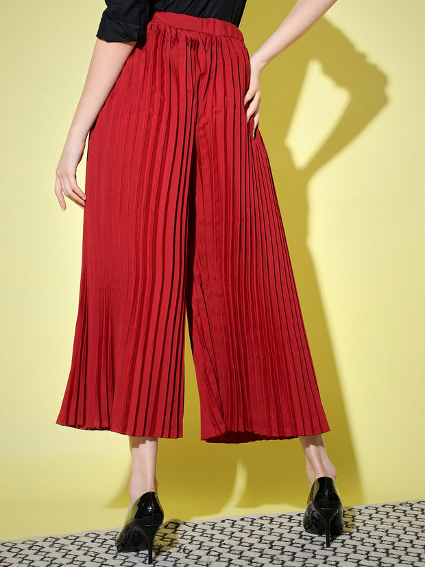 Womens stylish imported fabric pleated palazzo pants - Charu Boutique -  1539484