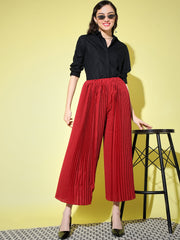 Crepe Solid Pleated Palazzo Pant-3011-3012