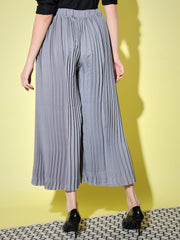 Crepe Solid Pleated Palazzo Pant-3012-3012