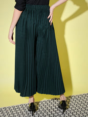 Crepe Solid Pleated Palazzo Pant-3007-3012