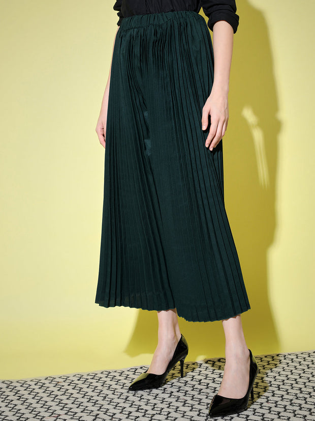 Crepe Solid Pleated Palazzo Pant-3009-3012